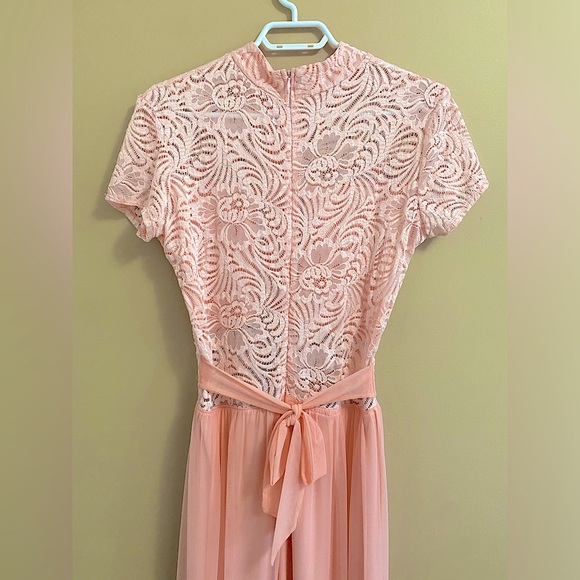 Pink Lace & Chiffon Tailored Bridesmaid Dress , Graduation Dress , Prom Dress - Picture 8 of 11